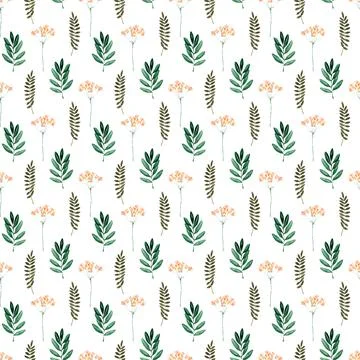 Watercolor seamless pattern with spring flowers, buds and twigs with leaves Stockillustratie