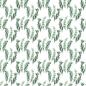 Watercolor seamless pattern with spring flowers, buds and twigs with leaves Stock Illustration