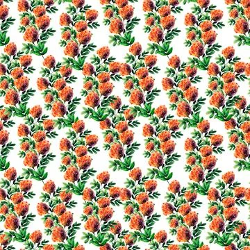 Watercolor seamless pattern with spring flowers, buds and twigs with leaves Stockillustratie