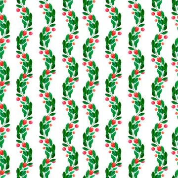 Watercolor seamless pattern with spring flowers, buds and twigs with leaves Stock Illustration