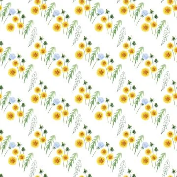 Watercolor seamless pattern with stylized of the Dandelion plant Stock Illustration
