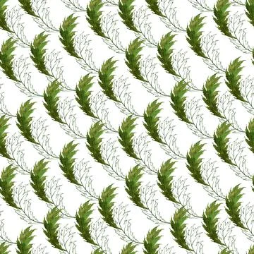 Watercolor seamless pattern with stylized twigs, flowers and leaves Stock Illustration