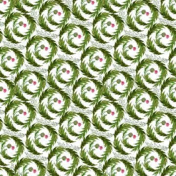 Watercolor seamless pattern with stylized twigs, flowers and leaves Stock Illustration