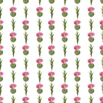 Watercolor seamless pattern with stylized twigs, flowers and leaves Stock Illustration