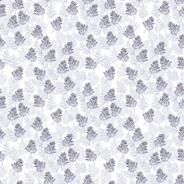 Watercolor seamless pattern with stylized twigs, flowers and leaves Stock Illustration