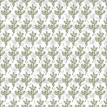 Watercolor seamless pattern with stylized twigs, flowers and leaves Stock Illustration