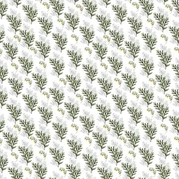 Watercolor seamless pattern with stylized twigs, flowers and leaves Stock Illustration
