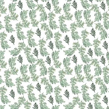 Watercolor seamless pattern with stylized twigs, flowers and leaves Stock Illustration