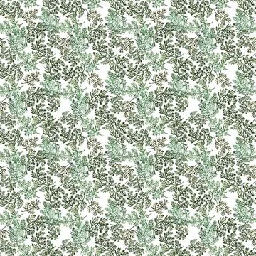 Watercolor seamless pattern with stylized twigs, flowers and leaves Stock Illustration