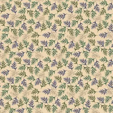 Watercolor seamless pattern with stylized twigs, flowers and leaves Stock Illustration