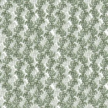 Watercolor seamless pattern with stylized twigs, flowers and leaves Stock Illustration