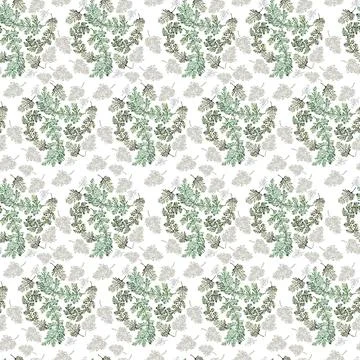 Watercolor seamless pattern with stylized twigs, flowers and leaves Stock Illustration