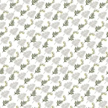 Watercolor seamless pattern with stylized twigs, flowers and leaves Stock Illustration