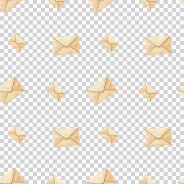 Watercolor seamless pattern with tea set, letter, flower pot, umbrella, clouds Illustrazione stock