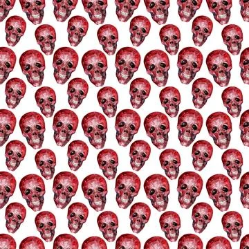 Watercolor seamless pattern with various Halloween theme elements Stock Illustration