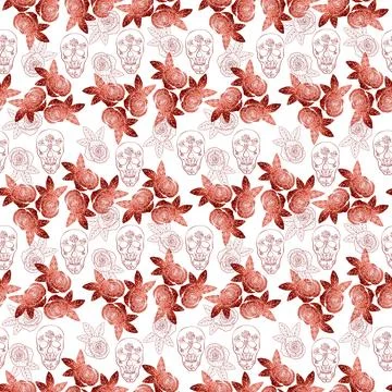 Watercolor seamless pattern with various Halloween theme elements 스톡 일러스트