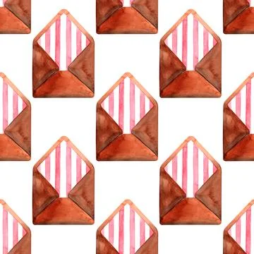 Watercolor seamless pattern with various objects of calligraphy 스톡 일러스트