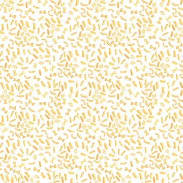 Watercolor seamless pattern with various types of Italian pasta Stock Illustration