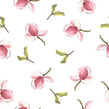 Watercolor Seamless Pattern White background Hand painted illustration with.. Stock Illustration