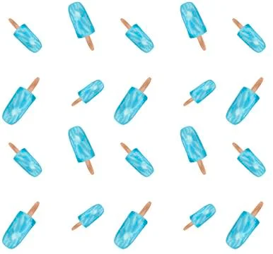 Watercolor seamless popsicle pattern Stock Illustration