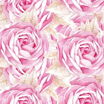 Watercolor seamless roses pattern Stock Illustration