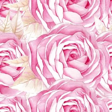 Watercolor seamless roses pattern Stock Illustration