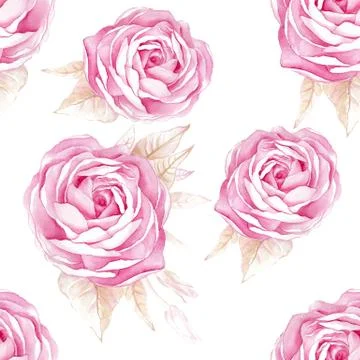 Watercolor seamless roses pattern Stock Illustration
