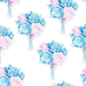 Watercolor seamless roses pattern Stock Illustration