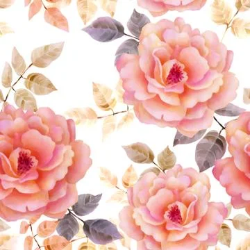 Watercolor seamless roses pattern Stock Illustration
