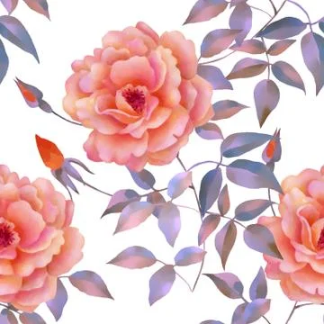 Watercolor seamless roses pattern Stock Illustration