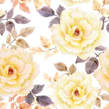 Watercolor seamless roses pattern Stock Illustration