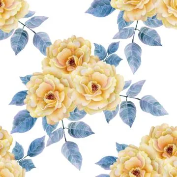 Watercolor seamless roses pattern Stock Illustration