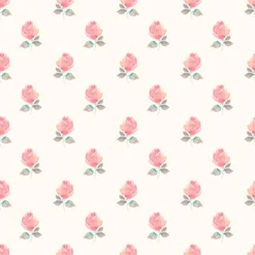 Watercolor seamless roses pattern Stock Illustration