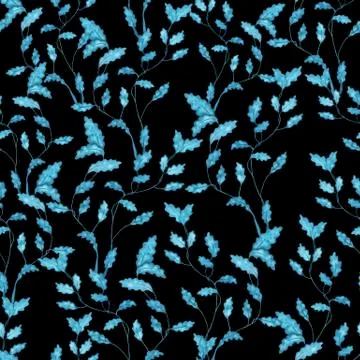 Watercolor seamless seaweed pattern. Stock Illustration