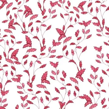 Watercolor seamless seaweed pattern. Stock Illustration