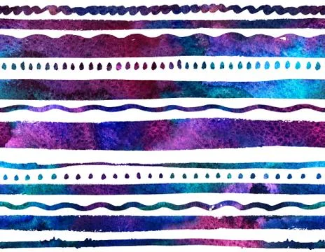 Watercolor seamless striped background. Stock Illustration