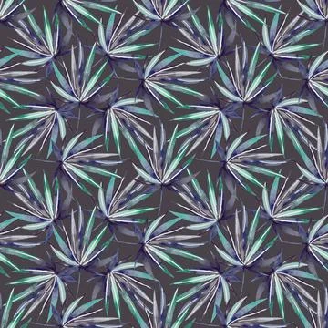 Watercolor Seamless Tropical Pattern Pattern with leaves. Background Stock Illustration