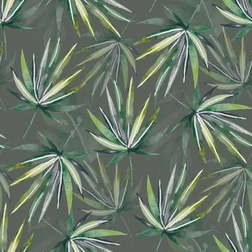 Watercolor Seamless Tropical Pattern Pattern with leaves. Background Stock Illustration
