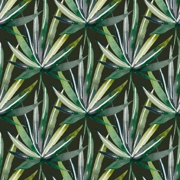 Watercolor Seamless Tropical Pattern Pattern with leaves. Background Stock Illustration