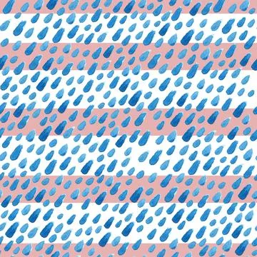 Watercolor seamless vector drops pattern Stock Illustration