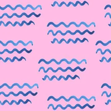 Watercolor seamless vector pattern. Blue strokes of paint Stock Illustration
