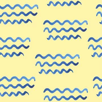 Watercolor seamless vector pattern. Blue strokes of paint Stock Illustration