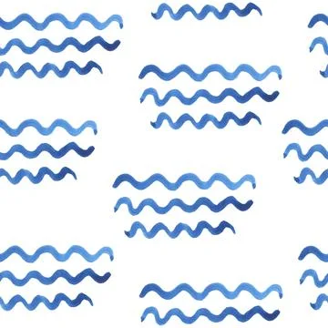 Watercolor seamless vector wave pattern Stockillustratie