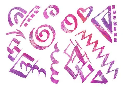 Watercolor Set of design geometric elements for frames in the style of line art Stock Illustration