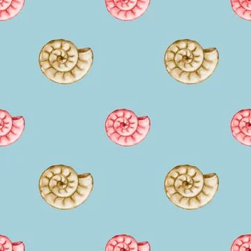 Watercolor shell pattern design suitable for textile and wrapping application Stock Photos
