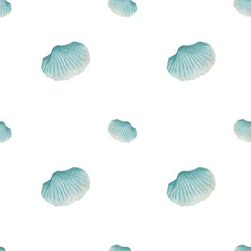 Watercolor shell pattern for textile and packaging design with seamless repea Stock Photos