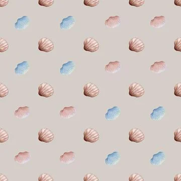 Watercolor shell pattern for textiles and wrapping paper design Stock Photos