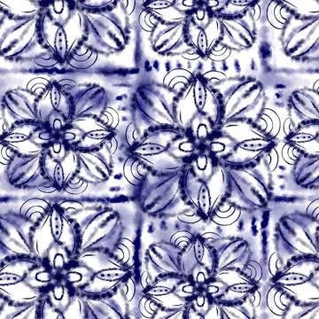 Watercolor shibori pattern Stock Illustration