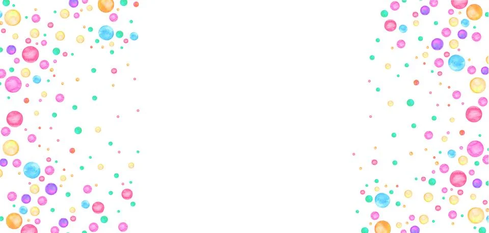 Watercolor simple polka dot pattern. Colorful confetti scattered around. Stockillustratie