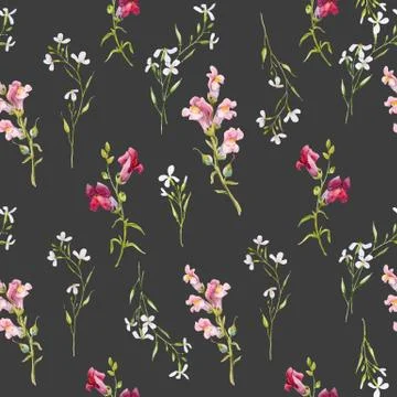 Watercolor snapdragons pattern Stock Illustration